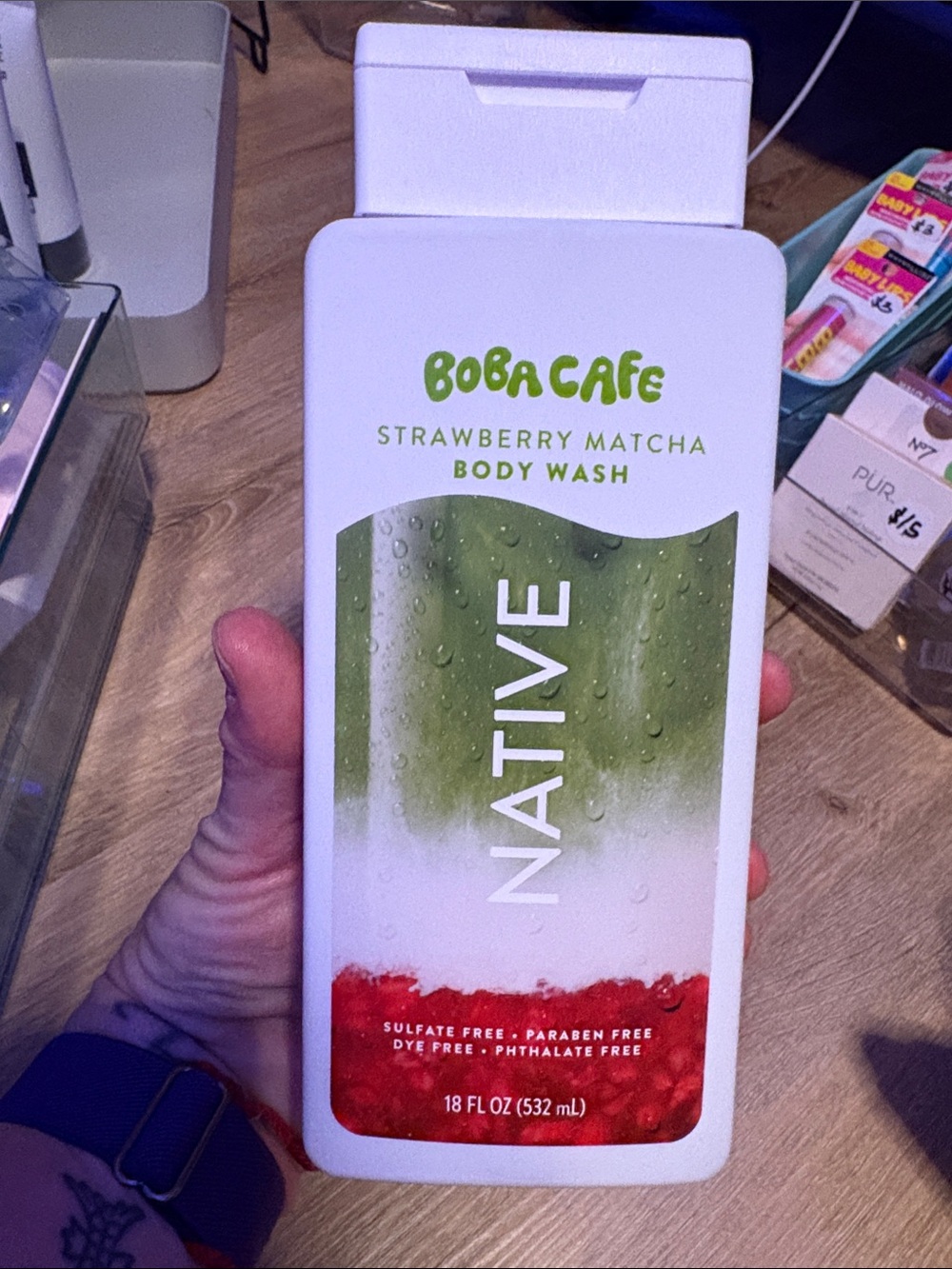 Native Boba Cafe Strawberry Matcha Body Wash